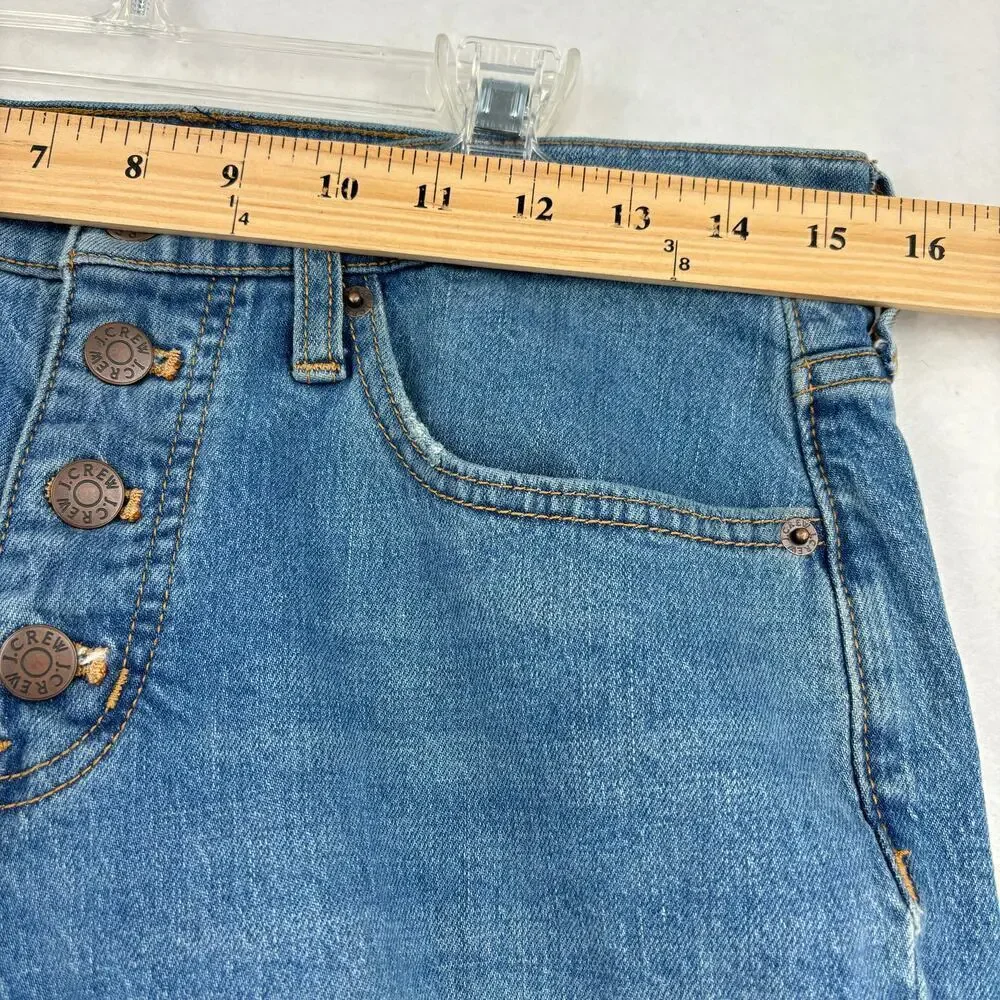 J. Crew Mid Rise Flare Crop Jeans‎ Stretch Denim Button Fly Women's Size 28